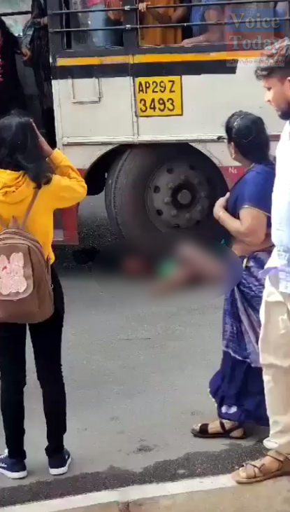 A woman died after being hit by an RTC bus in Panjagutta square