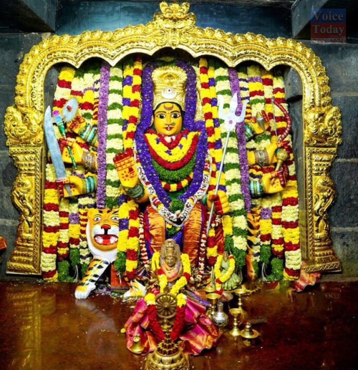 Goddess Bhadrakali in special decoration with glasses