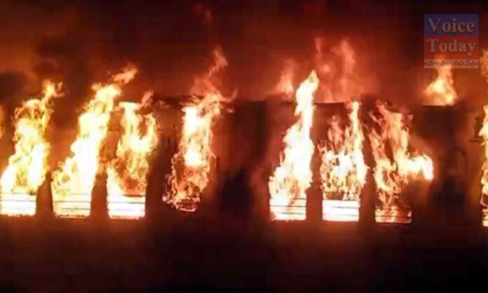 Train caught fire at Madurai railway station