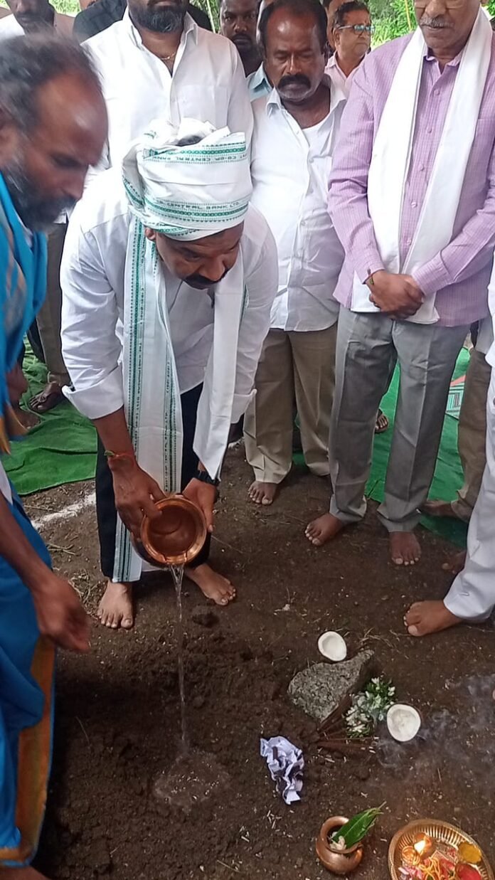 MLA Kavvampally laid the foundation stone for the construction of the new building