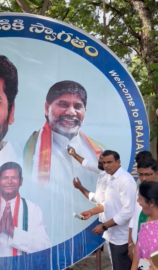 Palabhishekam for portraits of Chief Minister and Deputy Chief Minister