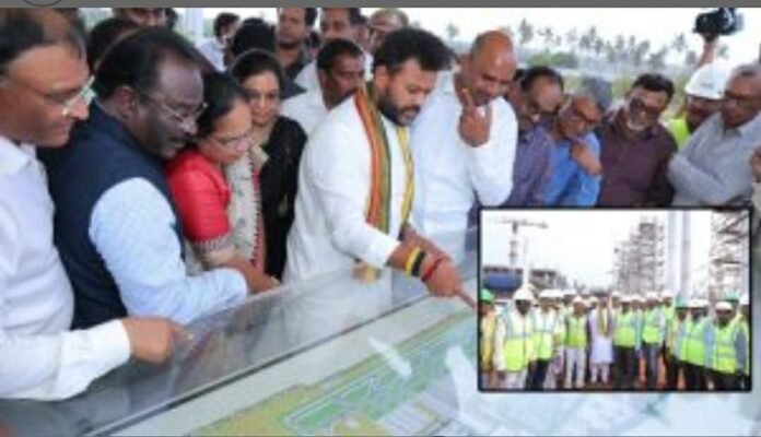 Rammohan Naidu inspected the construction works of International Airport..