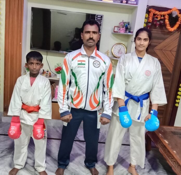 Students who went to Haryana for national karate competition