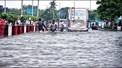 MLA visit in waist deep water