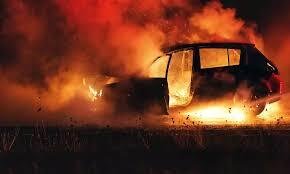 A fire broke out in a car