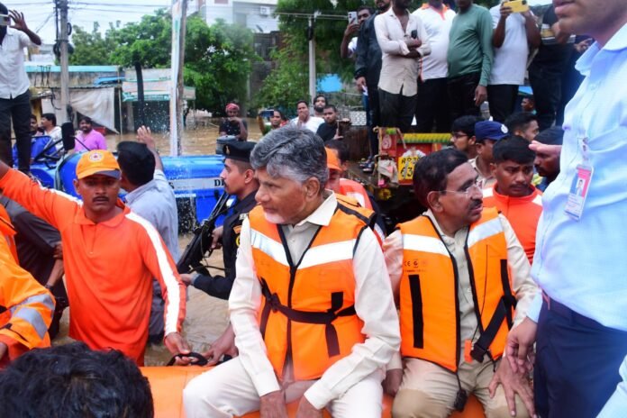 Chandrababu's visit to flood areas