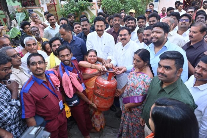 Distribution of free gas cylinders to 50 lakh beneficiaries under Deepam-2 scheme