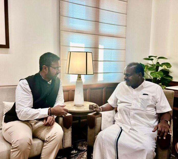 Union Steel Minister H.D. Visakha MP Sribharat who met Kumaraswamy