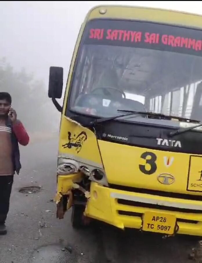 A private school bus collided with a bike