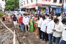 MLA and Mayor inspected the box drain works MLA and Mayor inspected the box drain works