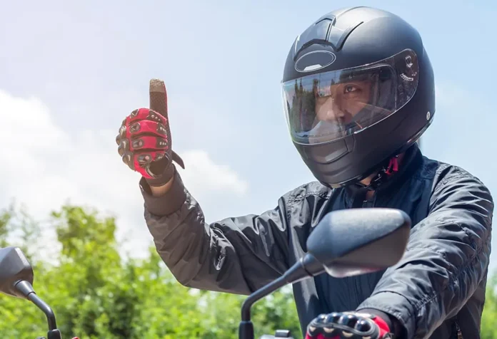 Mandatory wear helmet..Wear helmet..Have a safe destination..