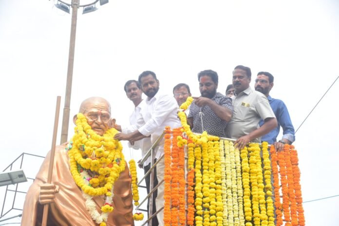 Gandhi Jayanti celebrations in Sircilla under the auspices of the Bharatiya Janata Party.