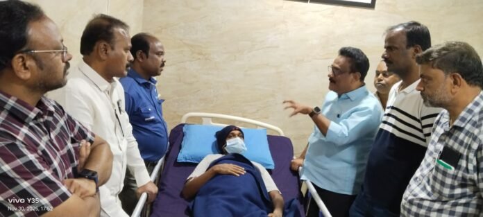 TUWJ leaders consult reporter Mancharla Narsing Rao..