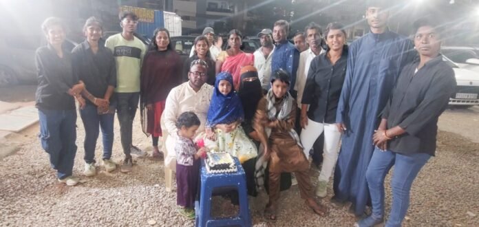 Nacharam Social Worker Trust car organizers celebrate Roshan's wedding anniversary..