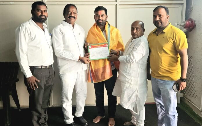 T Raj Kumar appointed as the State Working President of the State Munnur Kapu Sangam (Patels) Youth