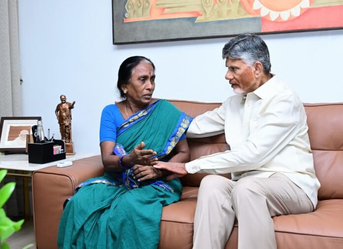 Sai Krishna's mother met CM Chandrababu. Sai Krishna's mother met CM Chandrababu.