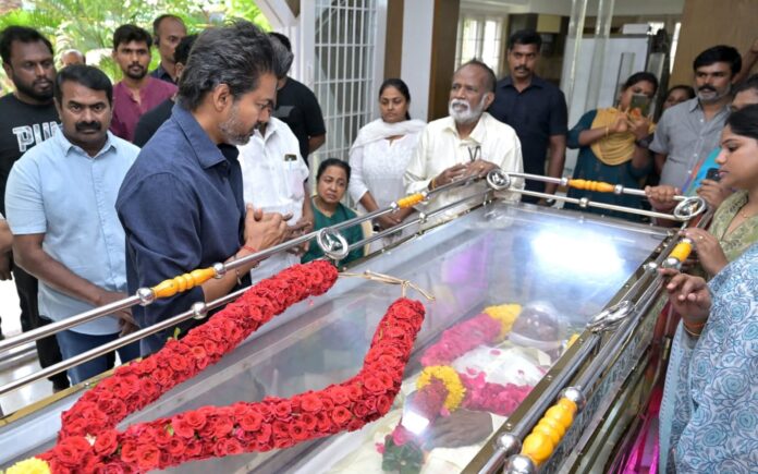CM Vijay pays tribute to legendary Tamil film director Bharathiraja.