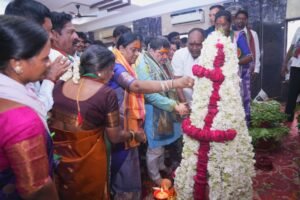 Grand commencement of Golconda Bonalu; Ministers offer the first Bonam to the Goddess.