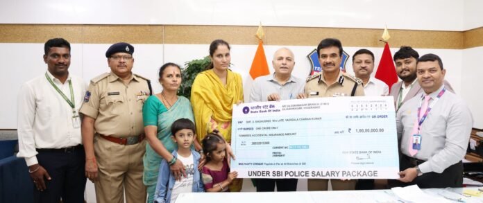 DGP C.V. Anand handed over an insurance cheque of ₹1 crore to the family of the constable who died in a road accident. DGP C.V. Anand handed over an insurance cheque of ₹1 crore to the family of the constable who died in a road accident.