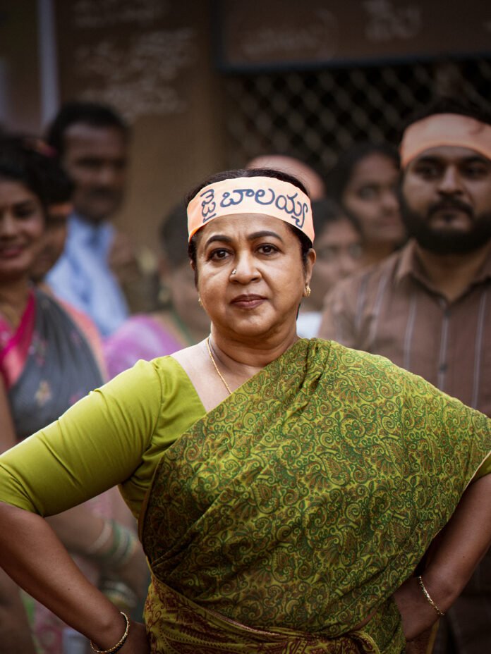 Radhika Sarathkumar appears as ‘Saraswatamma’ in the movie ‘Comrade Kalyan’.