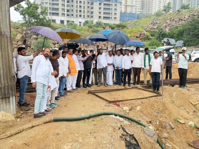 Review of the construction work on the Munnuru Kapu self-respect building in Kokapet. Review of the construction work on the Munnuru Kapu self-respect building in Kokapet.