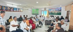 Review of the construction work on the Munnuru Kapu self-respect building in Kokapet.